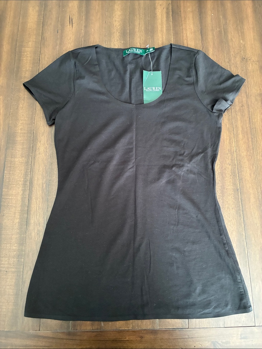 Lauren Ralph Lauren Black Scoop Neck Short Sleeve Top
